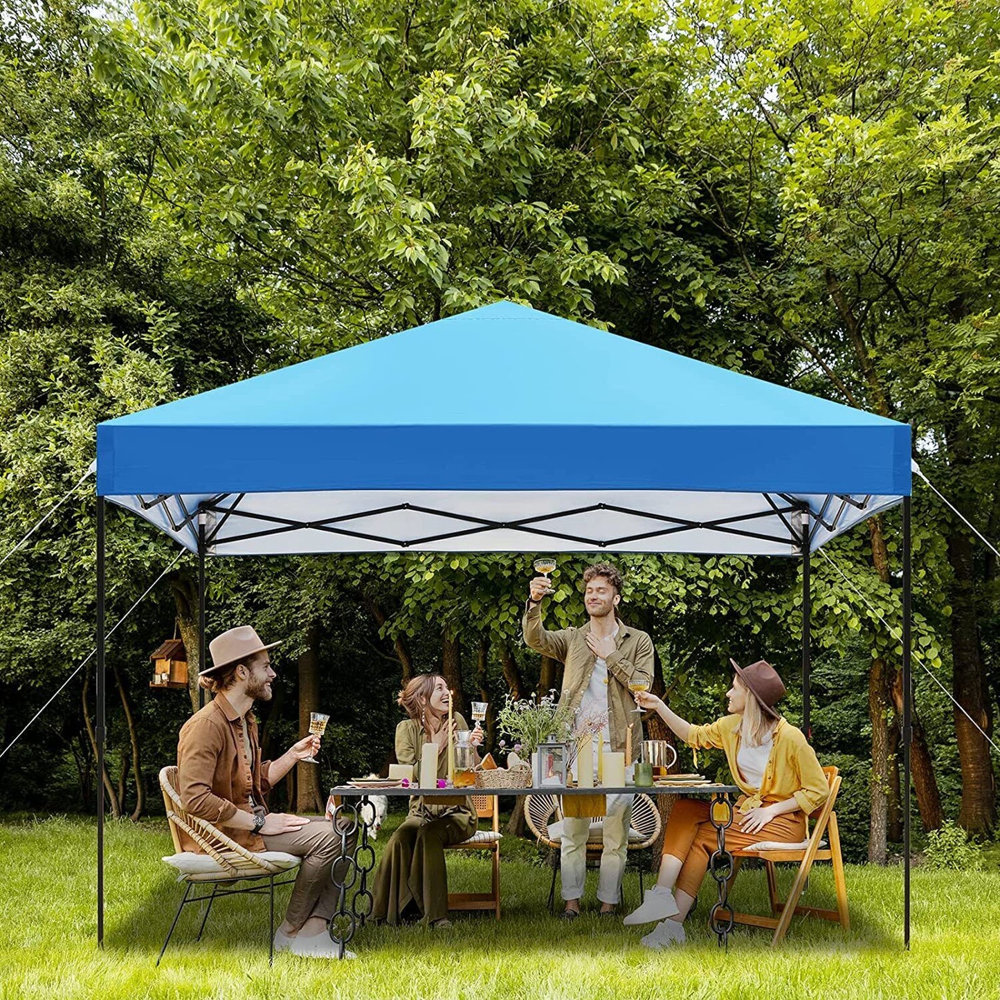 Arlopu Ez Pop up Canopy Tent, 10' x 10' Outdoor Patio Folding Instant Canopy Party Gazebo Tent, Adjustable Height
