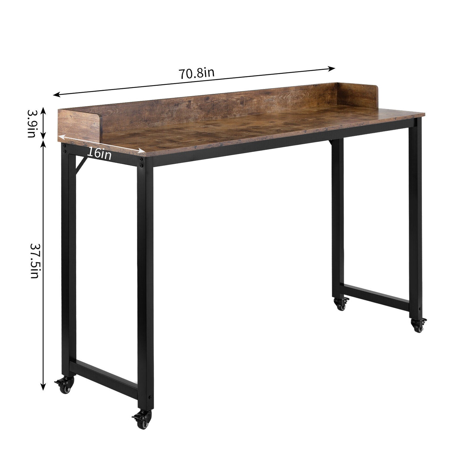 Arlopu 70.8'' Overbed Table with Wheels for Full/Queen Size Bed Frame, Mobile Computer Desk Standing Workstation Laptop Cart