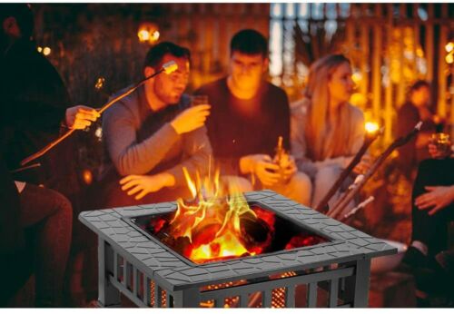 Arlopu Metal Fire Pits for Outside, 32" Wood Burning Fire Pit Table Outdoor Patio Backyard BBQ Fire Pit Heater for Party Bonfire