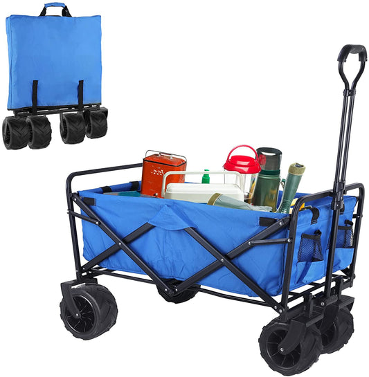Arlopu Garden Cart Collapsible Utility Wagon Cart Outdoor Fishing Wagon Beach Trip Wagon Folding Grocery Shopping Cart