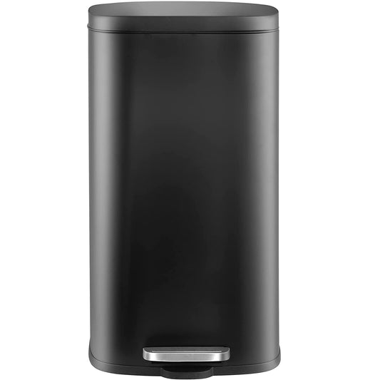 Arlopu 8 Gallon / 30L Kitchen Trash Can with Foot Pedal, Stainless Steel Garbage Can with Silent-Close Lid for Home Office