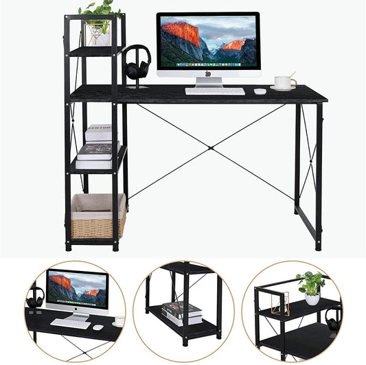 Arlopu Computer Desk, 47'' Home Office Desk Study Writing Table with Storage Shelves