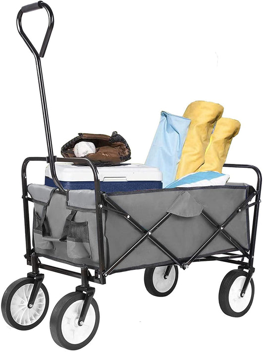 Arlopu Collapsible Outdoor Utility Wagon, Folding Wagon Carts, Heavy Duty Shopping Cart Garden Cart