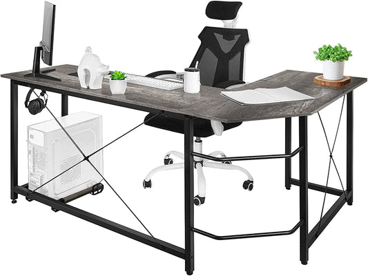 Arlopu 66.5'' L-Shaped Desk Corner Computer Desk with CPU Stand Gaming Table Workstation for Home Office