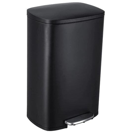 Arlopu 13.2 gal Rectangular Trash Can with Lid, Stainless Steel Garbage Can with Foot Pedal for Home Kitchen