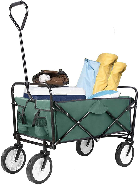 Arlopu Collapsible Utility Wagon, Outdoor Camping Garden Cart, Grocery Shopping Cart, Weight Capacity 150 lbs, 262 L