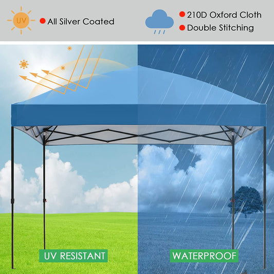 Arlopu Ez Pop up Canopy Tent, 10' x 10' Outdoor Patio Folding Instant Canopy Party Gazebo Tent, Adjustable Height