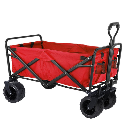Arlopu Collapsible Wagon Cart Outdoor Utility Garden Cart Folding Grocery Wagon Trolley Shopping Cart