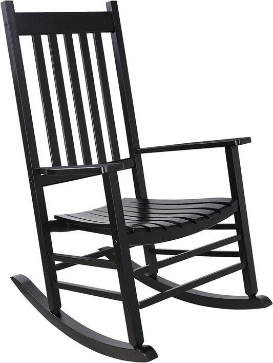 Arlopu Wooden Rocking Chair Outdoor Porch High Back Rocker Classic Arm Chair - 1pc