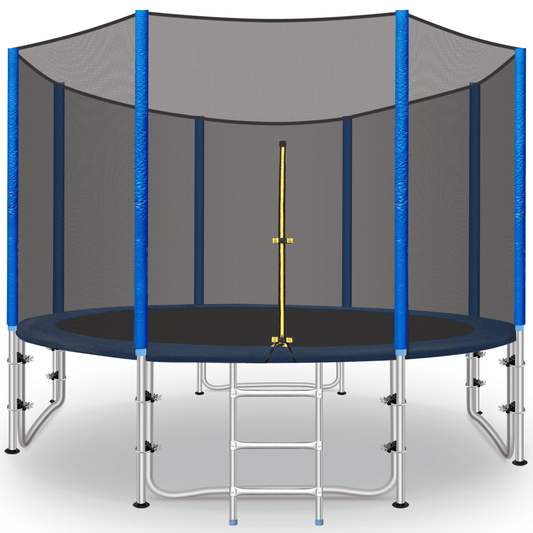 Arlopu 10FT Trampoline with Safety Closure Net for Kids & Adults, Outdoor Backyard Trampolines with Ladder