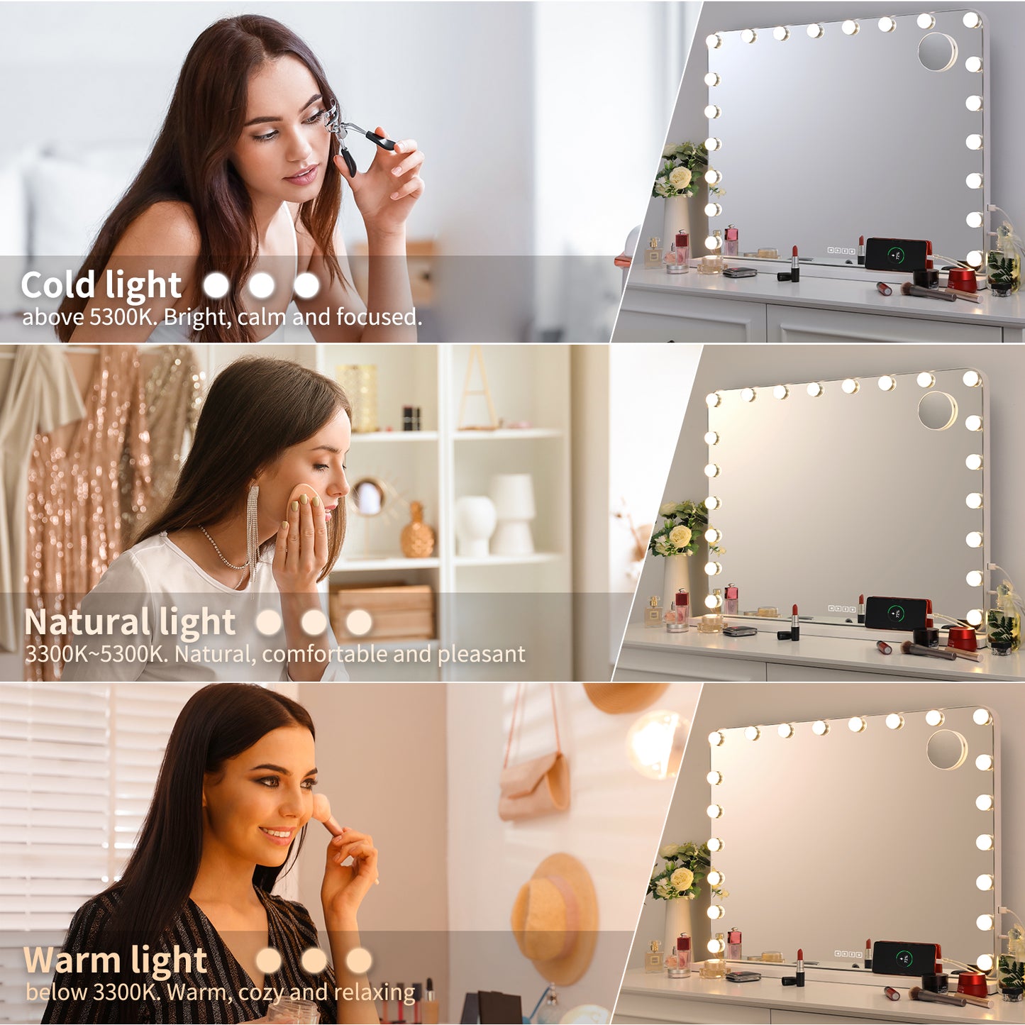 Arlopu 32" x 24" Large Hollywood Vanity Mirror with Lights, 10X Magnification and USB Charging Port