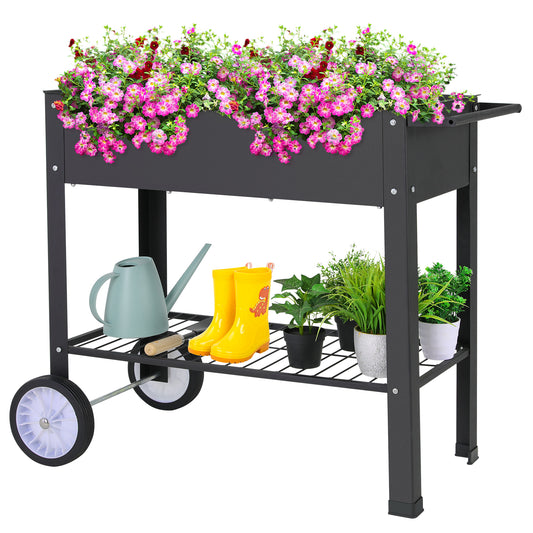 Arlopu Raised Garden Bed with Legs, Outdoor Metal Elevated Planter Box for Vegetables Herbs Flowers