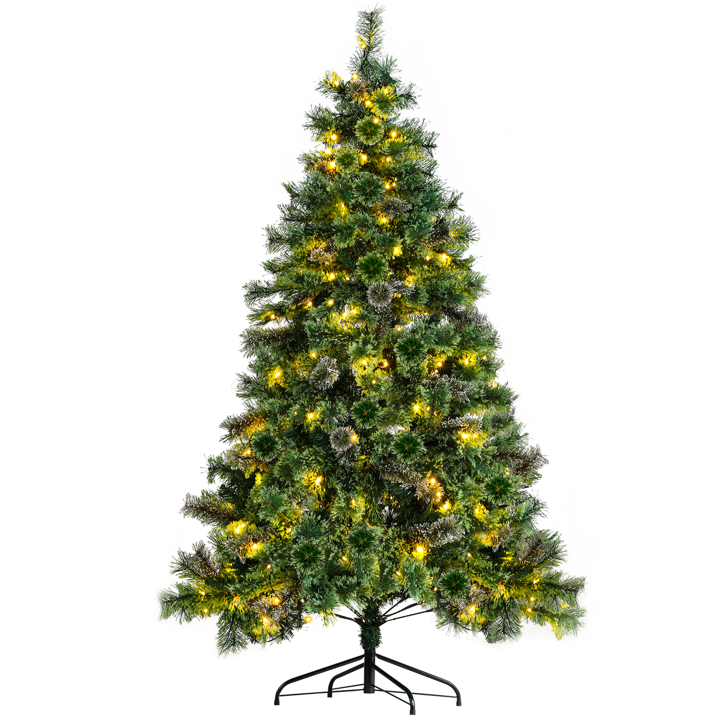 Arlopu 6ft Pre-lit Artificial Christmas Tree, Snow Dusted Prelighted Cashmere Pine Needle Xmas Tree, with 250 Warm White Lights, 550 Tips, Metal Hinges & Base Home Holiday Decor