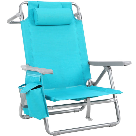 Arlopu Folding Backpack Beach Chair, Outdoor Portable Folding Camping Chair, Max Load 350lbs