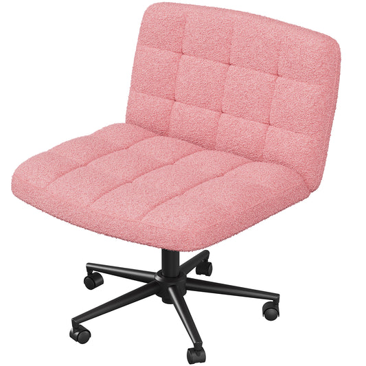 Arlopu Criss Cross Legged Chair with Wheels, Swivel Home Office Chair with Comfy Wide Cushion, Adjustable Height
