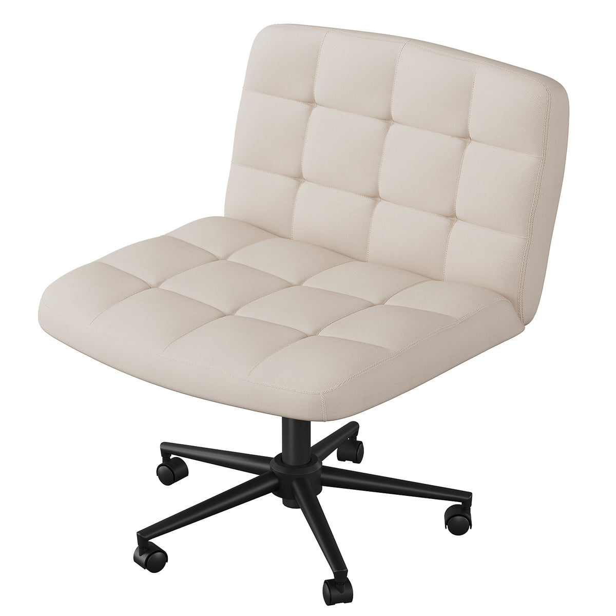 Arlopu Criss Cross Legged Chair with Wheels, Swivel Home Office Chair with Comfy Wide Cushion, Adjustable Height