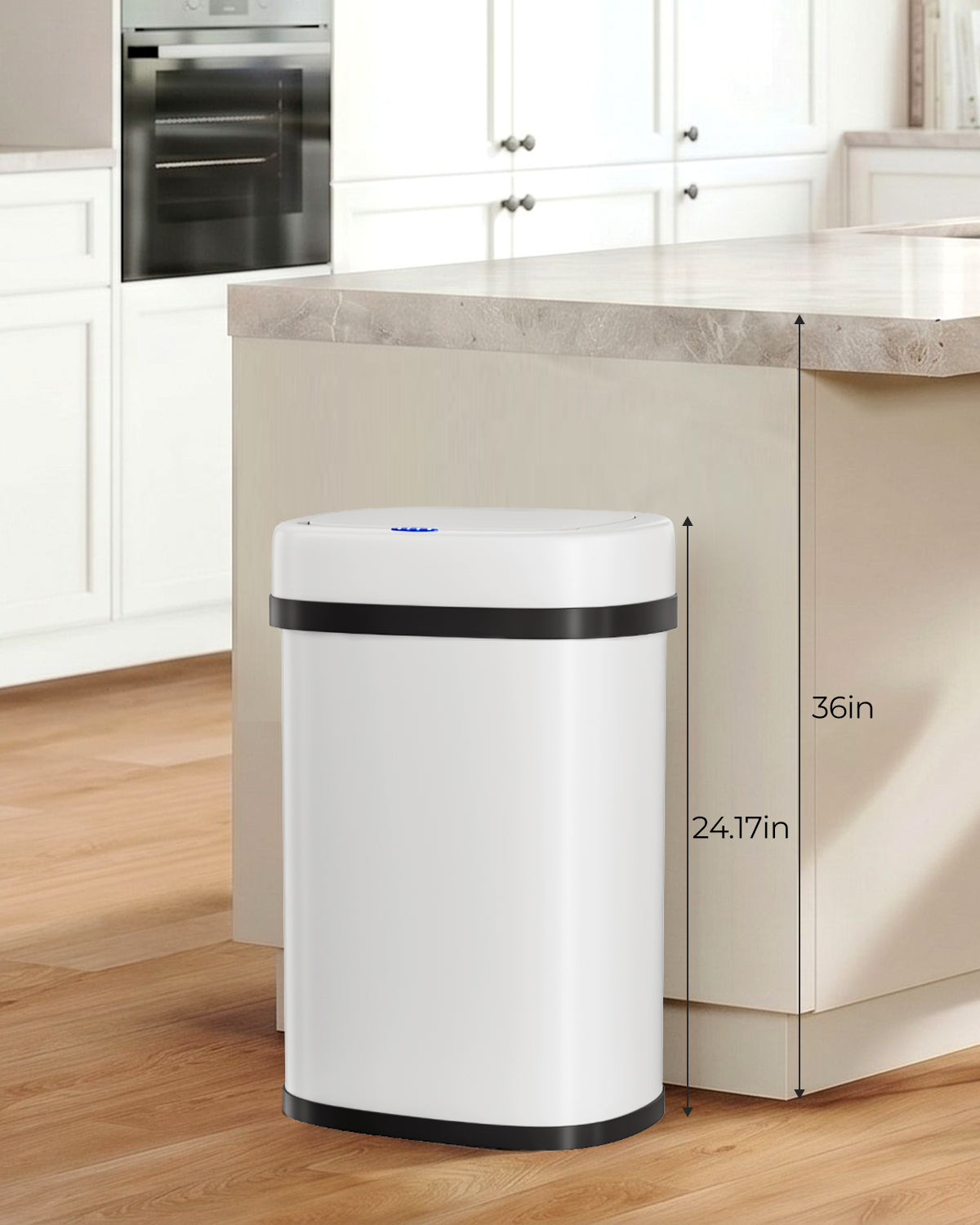 Arlopu Automatic Kitchen Trash Can, 13.2/15.6/18.5 Gallon Stainless Steel Trash Can, Motion Sensor Hands free Soft Close Lid Garbage Bin, Silver
