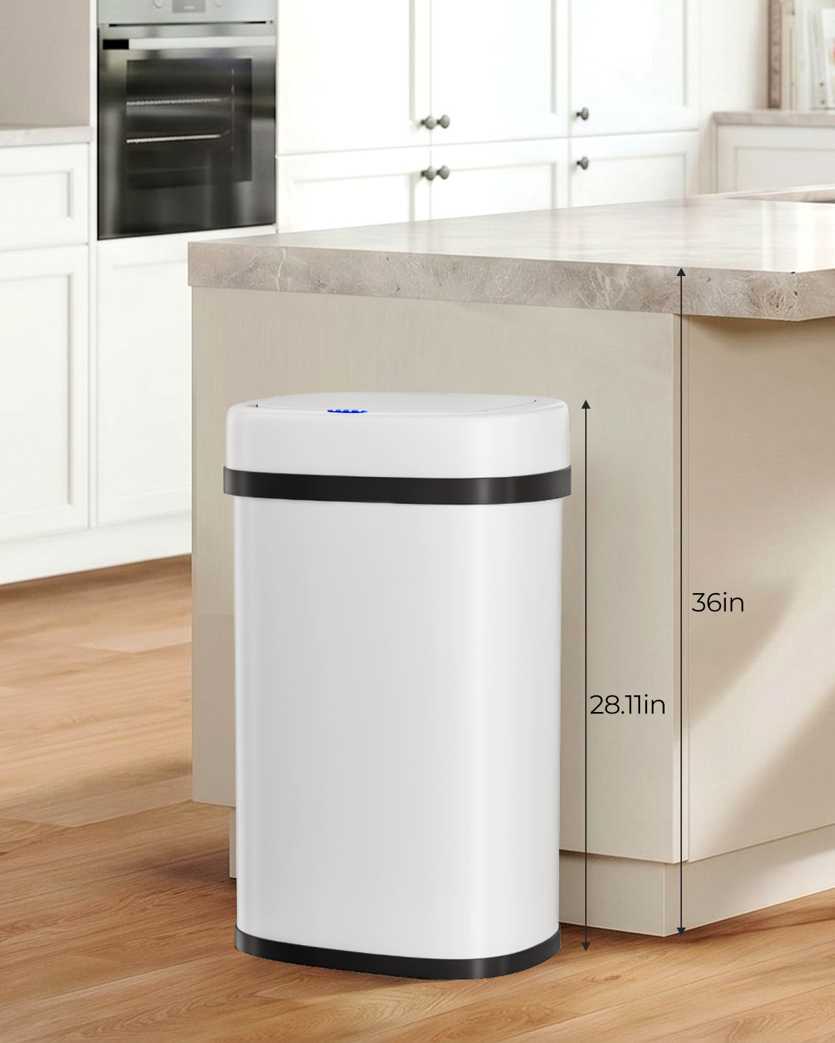 Arlopu Automatic Kitchen Trash Can, 13.2/15.6/18.5 Gallon Stainless Steel Trash Can, Motion Sensor Hands free Soft Close Lid Garbage Bin, Silver