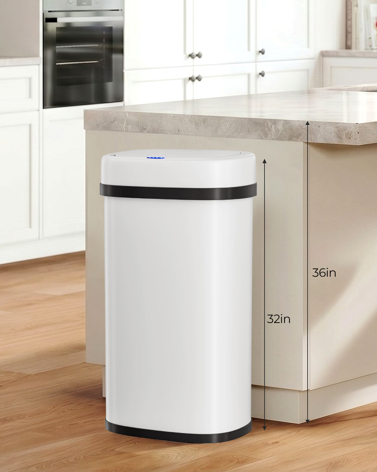 Arlopu Automatic Kitchen Trash Can, 13.2/15.6/18.5 Gallon Stainless Steel Trash Can, Motion Sensor Hands free Soft Close Lid Garbage Bin, Silver