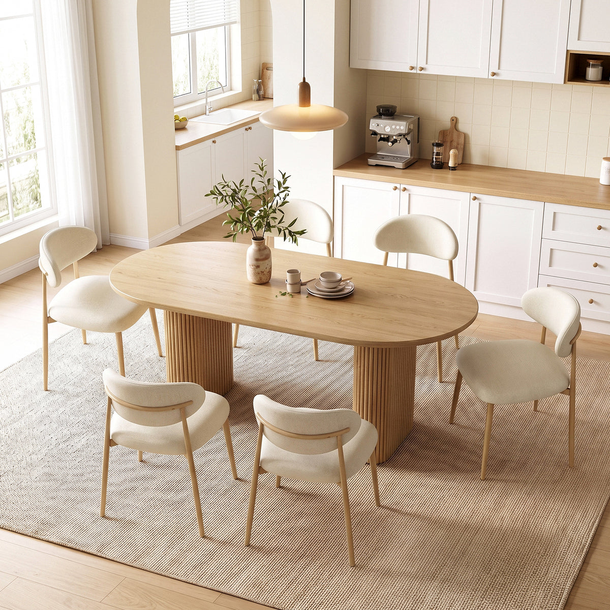 Arlopu Dining Chairs Set of 2/4/6, Upholstered Kitchen Chairs with Metal Legs, Camel