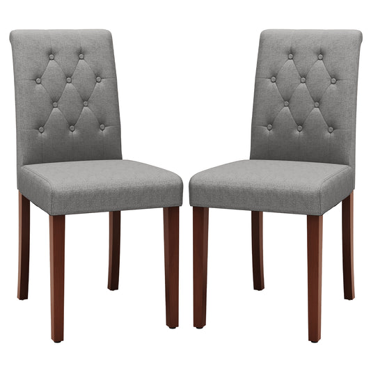 Arlopu Upholstered Dining Chairs Set of 2, Button Tufted Dining Chairs, Solid Wood Legs, Modern Armless Side Chairs for Dining Room & Kitchen