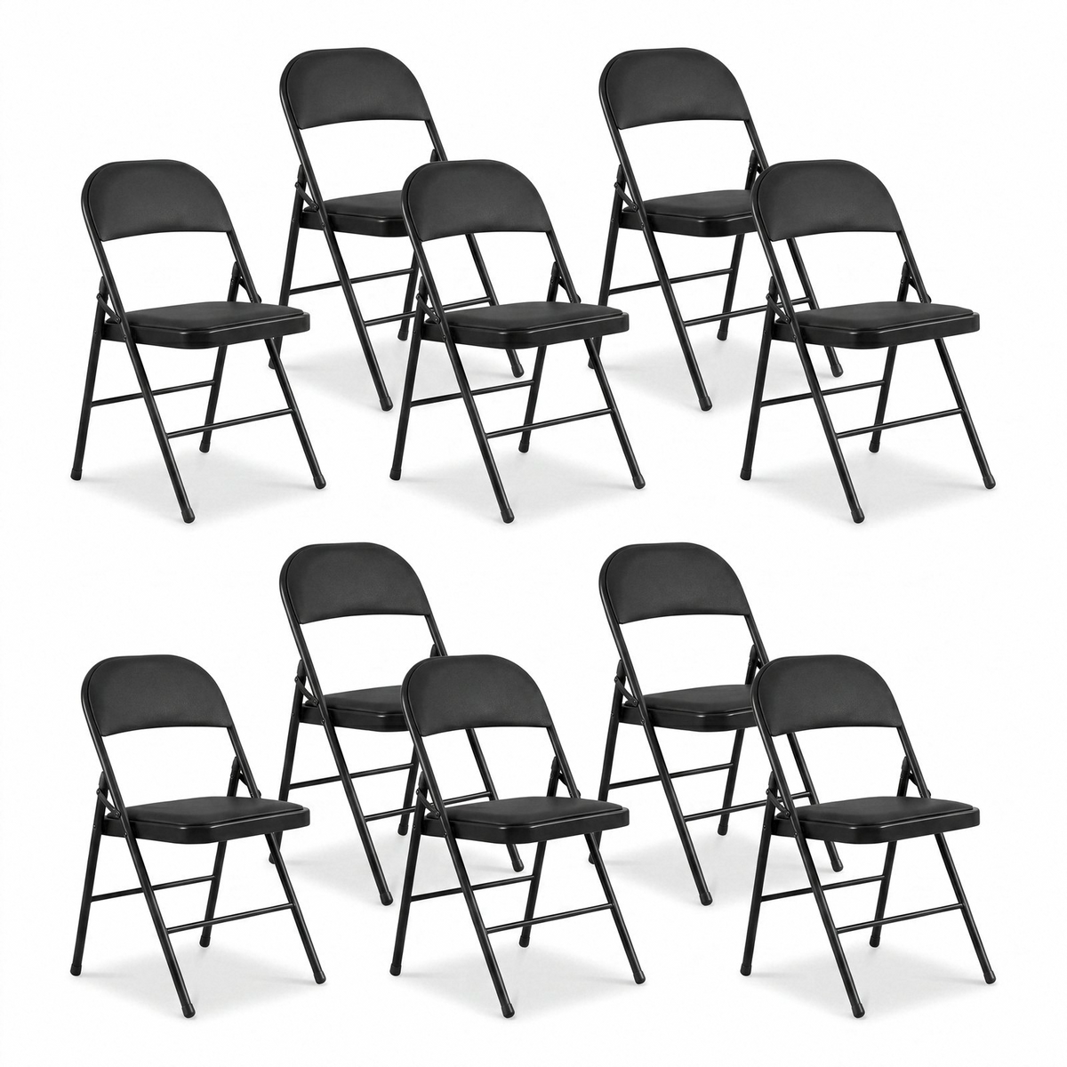 Arlopu 4/6/8/10/12 Pack Folding Chairs, Convenient Leather Padded Folding Chairs