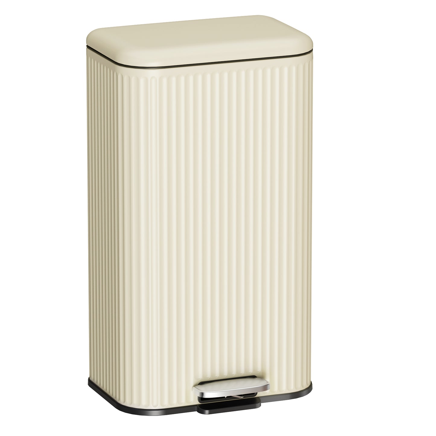 Arlopu Kitchen Trash Can, 8/13.2 Gallon Stainless Steel Step Garbage Bin with Soft Close Lid, Silver