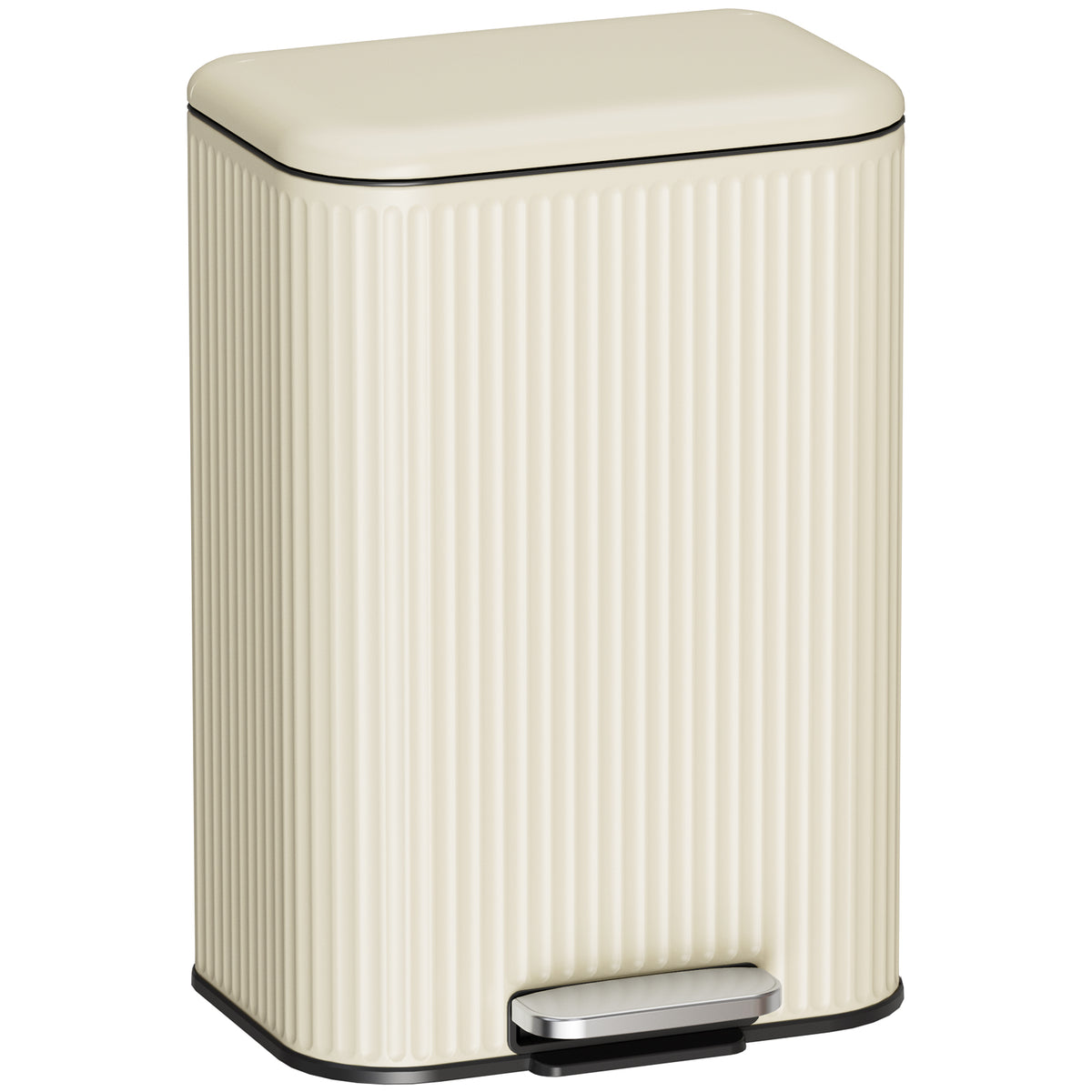 Arlopu Kitchen Trash Can, 8/13.2 Gallon Stainless Steel Step Garbage Bin with Soft Close Lid, Silver