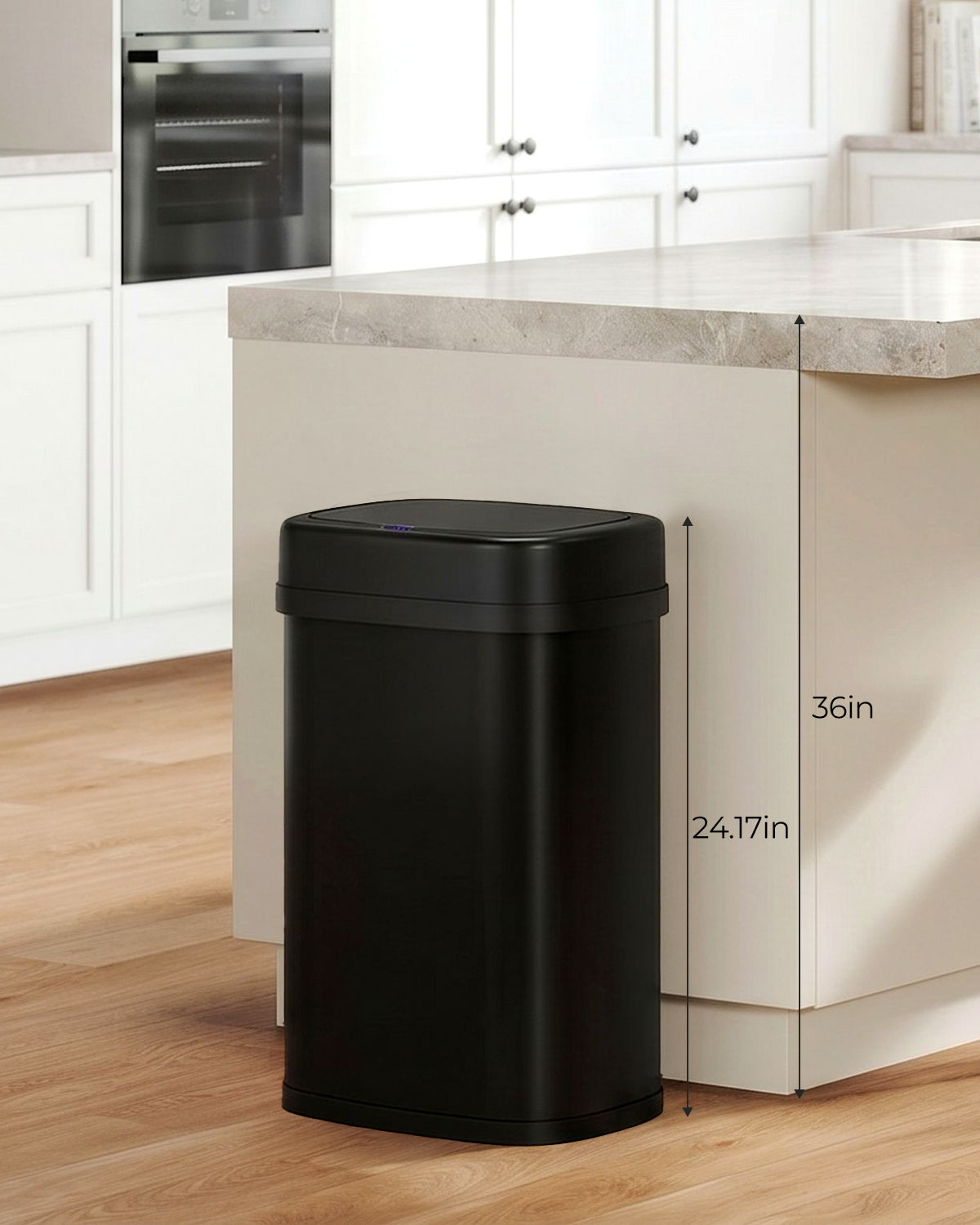 Arlopu Automatic Kitchen Trash Can, 13.2/15.6/18.5 Gallon Stainless Steel Trash Can, Motion Sensor Hands free Soft Close Lid Garbage Bin, Silver
