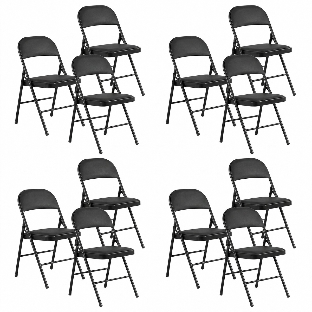 Arlopu 4/6/8/10/12 Pack Folding Chairs, Convenient Leather Padded Folding Chairs