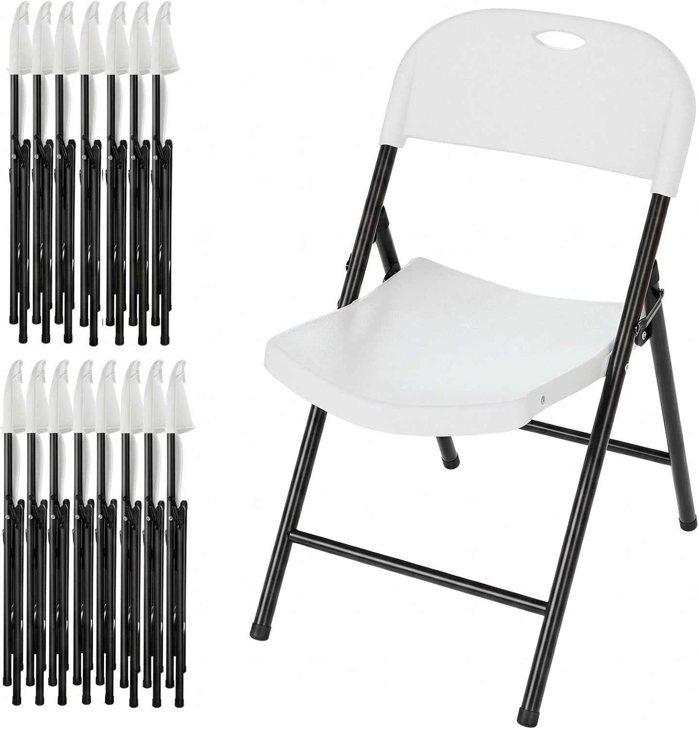 Arlopu 4/6/8/10/12/16/20 Pack Commercial Plastic Folding Chairs Stackable Wedding Party Chairs Portable Chairs for Outdoor Indoor, 350 lbs Capacity