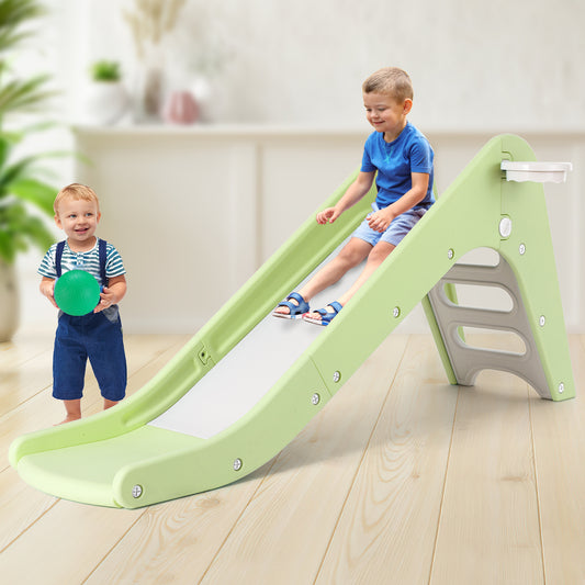 Arlopu Sturdy Slide for Kids, Toddler Play Climber Slide Playset with Extra Long Slipping Slope, Basketball Hoop and Ball, Gift for Boys and Girls Indoor Outdoor Use