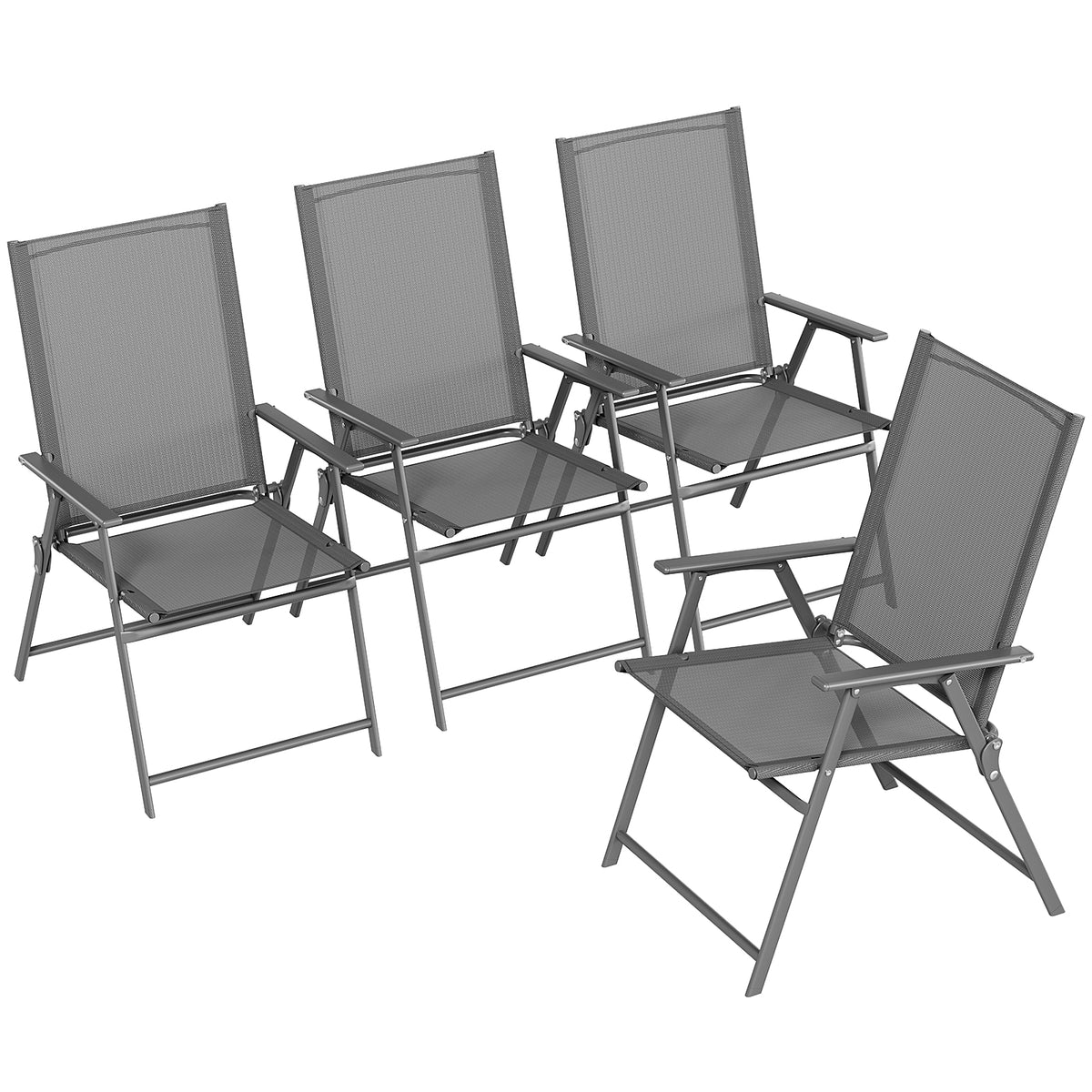 Arlopu 2pcs Patio Folding Chairs, Portable Dining Chairs, Outdoor Lawn Chairs w/ Breathable Textilene & E-Coating, Armrests & High Back, All Weather for Deck, Garden, Poolside, Yard & Camping