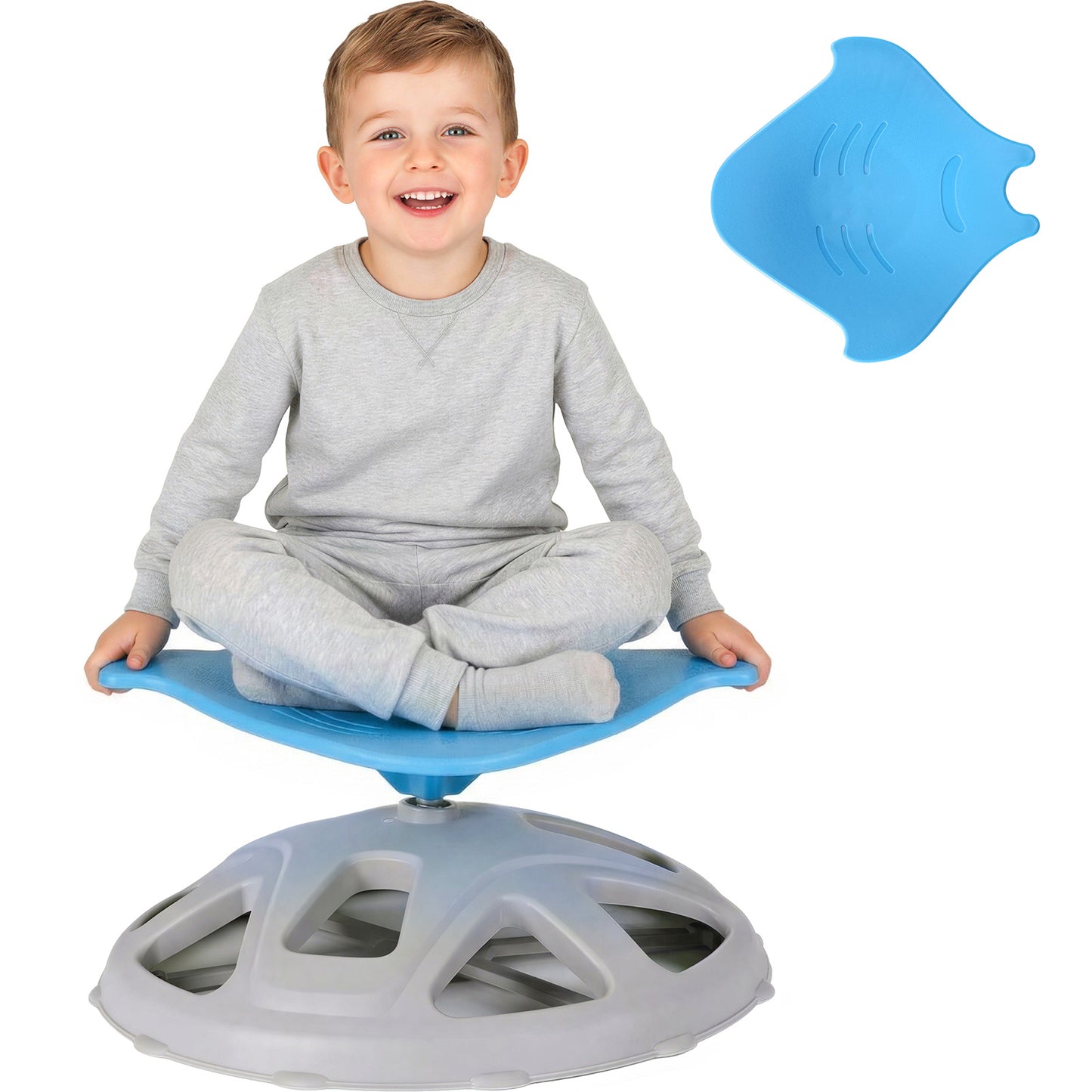 Arlopu Kids Sensory Spinning Chair, Manta-Shaped Sensory Swivel Chair, Autistic Kids Sensory Toy Chair for Coordination Balance Focus, Blue