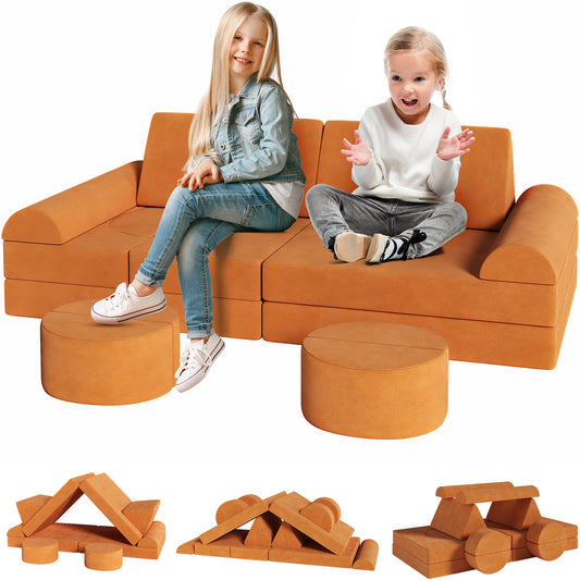 Arlopu  14 Pcs Kids Sofa Couch Toddler Sofa Modular Kids Couch DIY Creativing Playroom Furniture