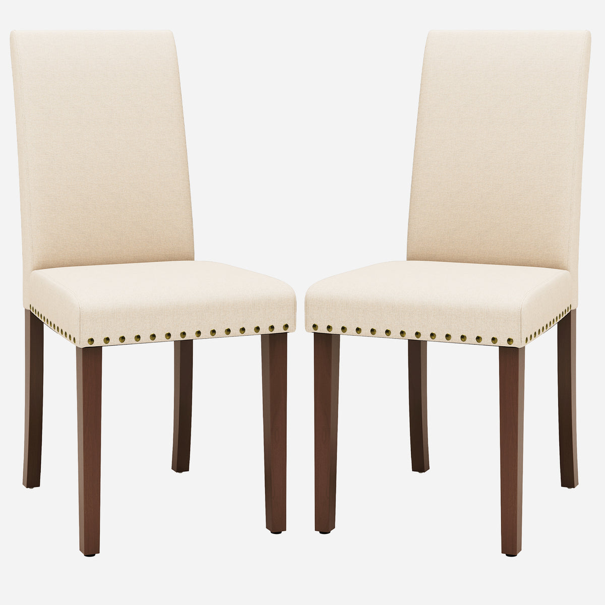 Arlopu Dining Chairs Set of 2, Upholstered Parsons Dining Chairs with Nailhead Trim, Solid Wood Legs & Padded Seat, Side Chair for Kitchen, Dining Room, Living Room