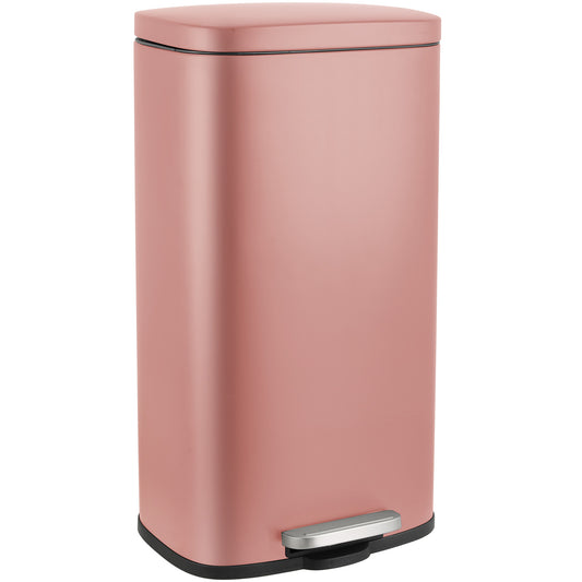 Arlopu 50L/13.2 Gallon Step Trash Can, Rectangular Stainless Steel Kitchen Garbage Bin, Orange