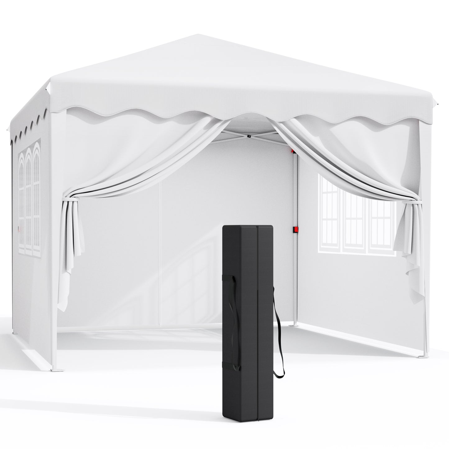 Arlopu 10'x10' Pop Up Canopy Tent with Sidewalls, Outdoor Instant Canopy Shelter Tent Gazebo with Carry Bag, Stakes, Ropes & Sandbags