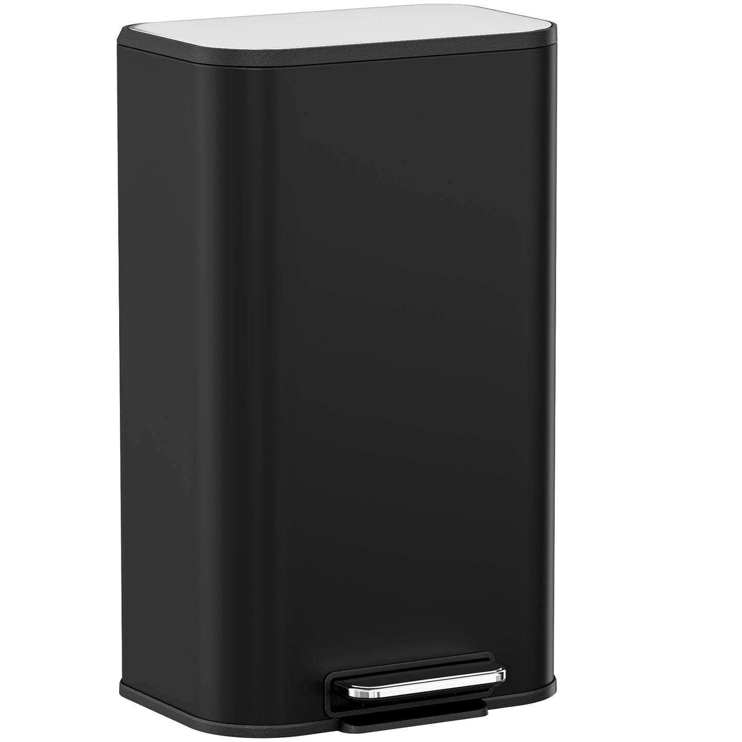 Arlopu 8 Gallon Stainless Steel Step Kitchen Trash Can with Lid, Square Garbage Can for Indoor, Silver