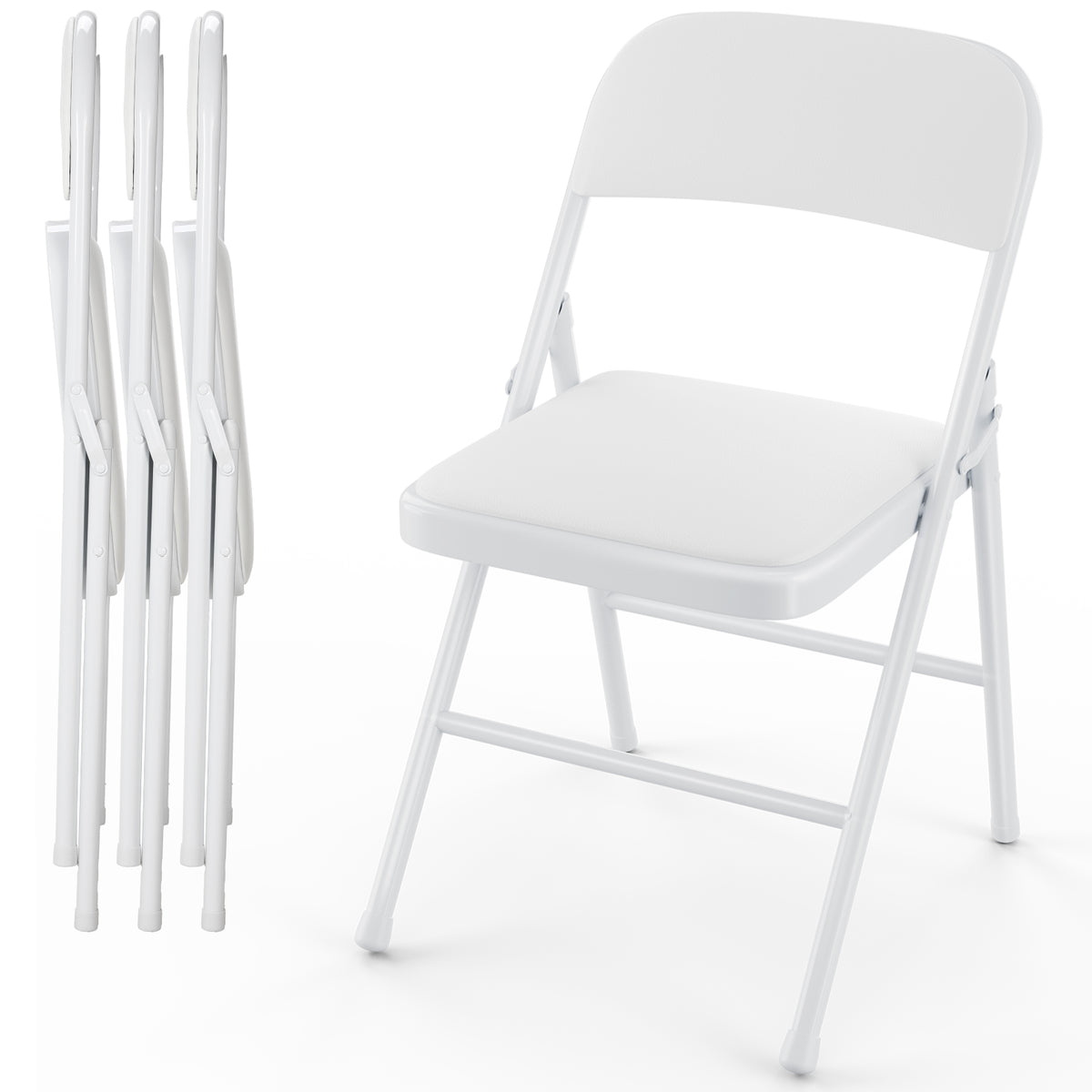 Arlopu 4/6/8/10/12 Pack Folding Chairs, Convenient Leather Padded Folding Chairs