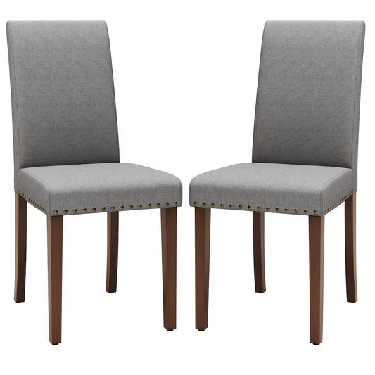 Arlopu Dining Chairs Set of 2, Upholstered Parsons Dining Chairs with Nailhead Trim, Solid Wood Legs & Padded Seat, Side Chair for Kitchen, Dining Room, Living Room