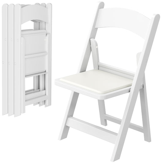 Arlopu 4pcs Resin Folding Chairs with Padded Seats, Indoor/Outdoor Folding Chairs, Comfortable Foldable Chairs for Wedding, Party, Restaurant, 1000lbs Capacity