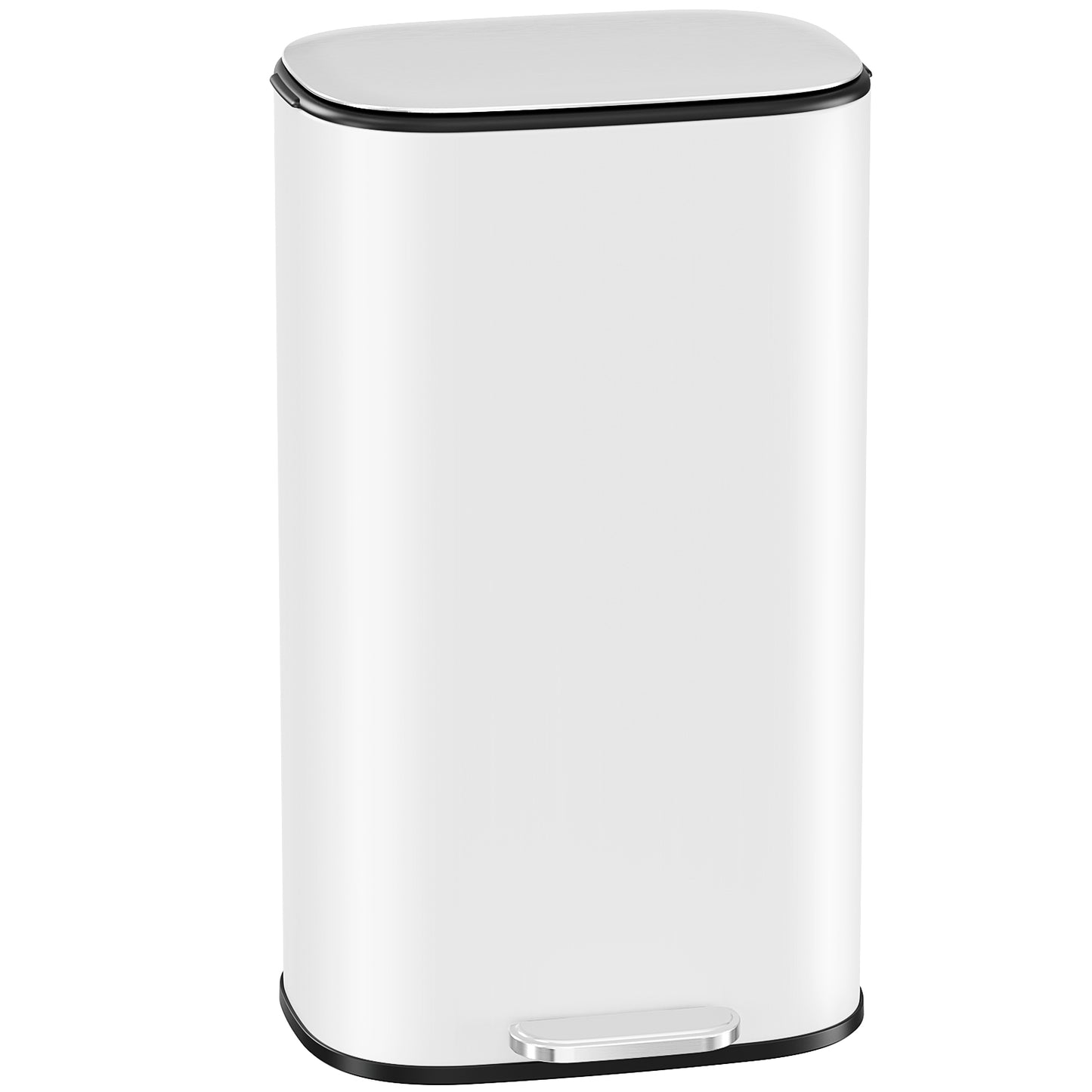 Arlopu 8 Gallon Step Trash Can, Stainless Steel Garbage Bin with Soft-Close Lid for Kitchen, Home, Black