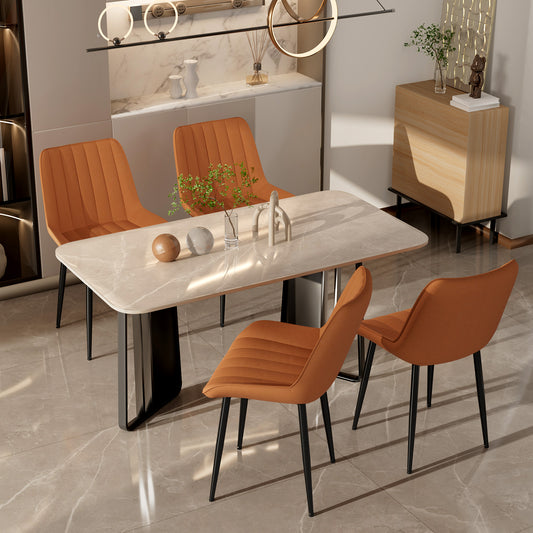 Arlopu Upholstered Dining Chairs Set of 4, Suede Faux Leather, Modern Kitchen Chairs for Dining Room/Living Room