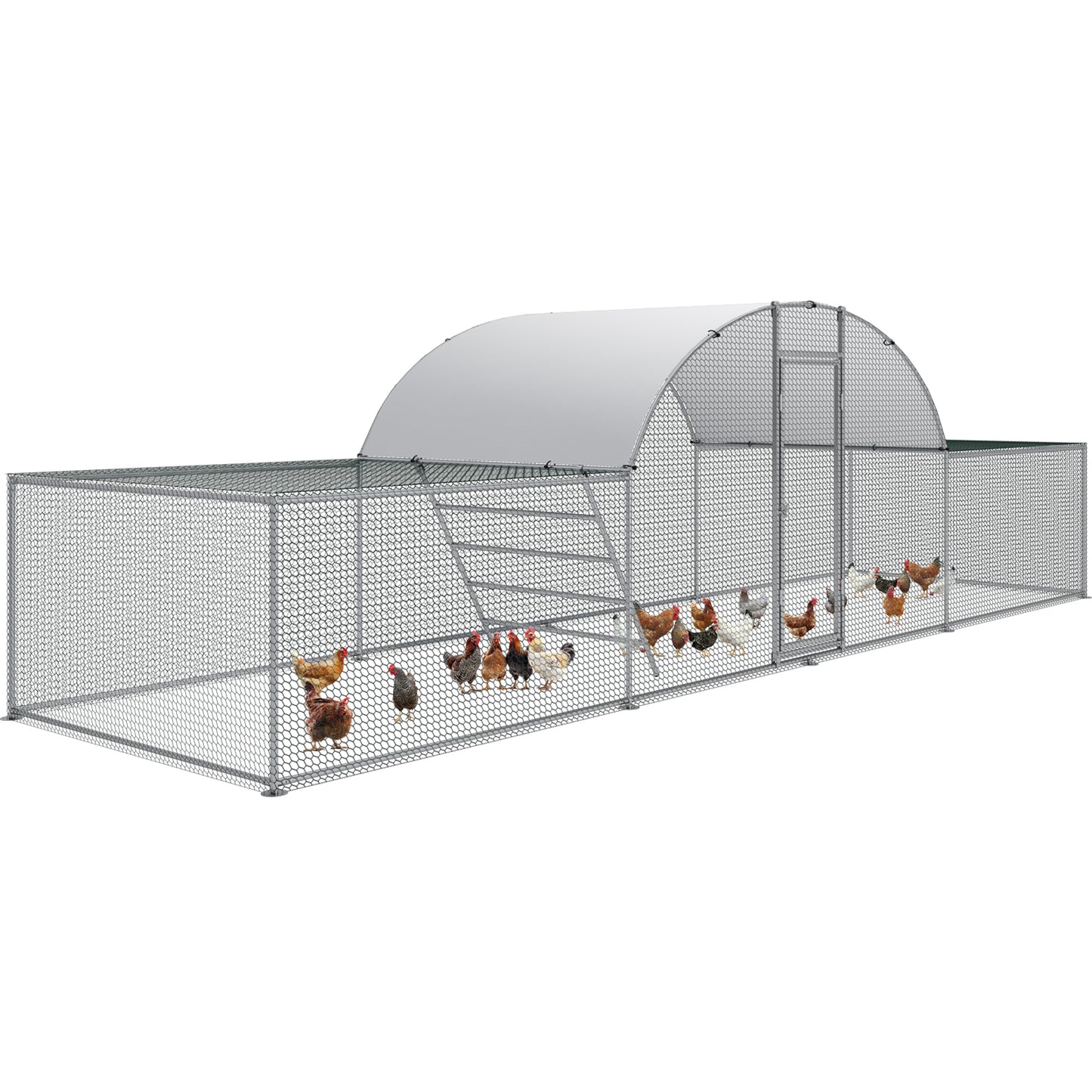 Arlopu 23x6.6ftx6.6ft Large Metal Chicken Coop Walk in Poultry Cage Chicken Run House Rabbits Habitat Cage with Waterproof Cover