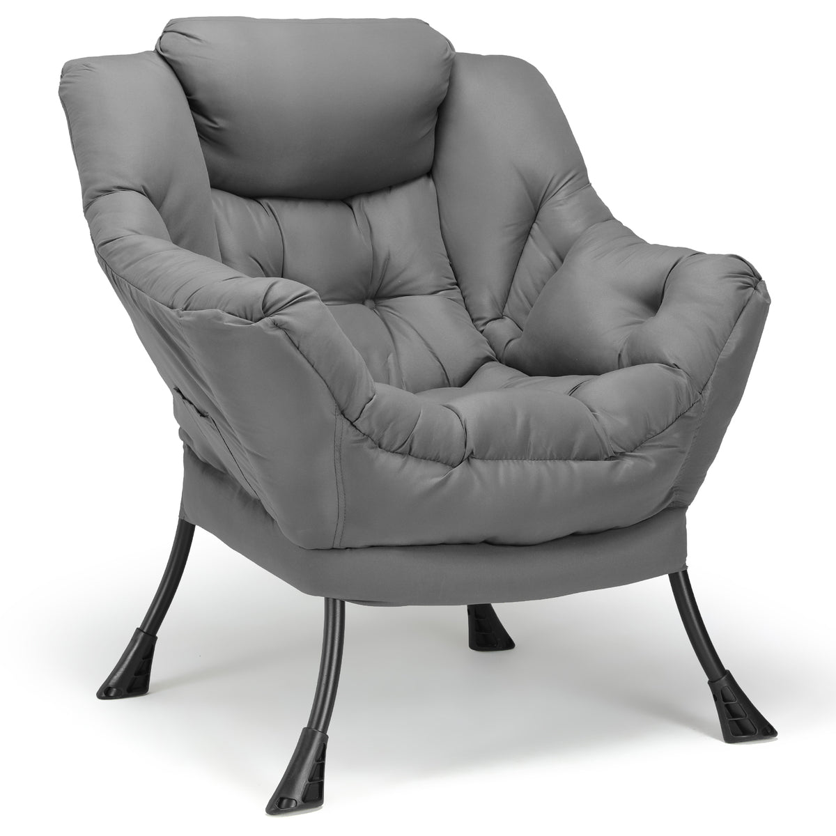 Arlopu Lazy Chair, Modern Lounge Reading Chair with Side Pocket, Upholstered Armchair for Living Room, Bedroom and Dorm