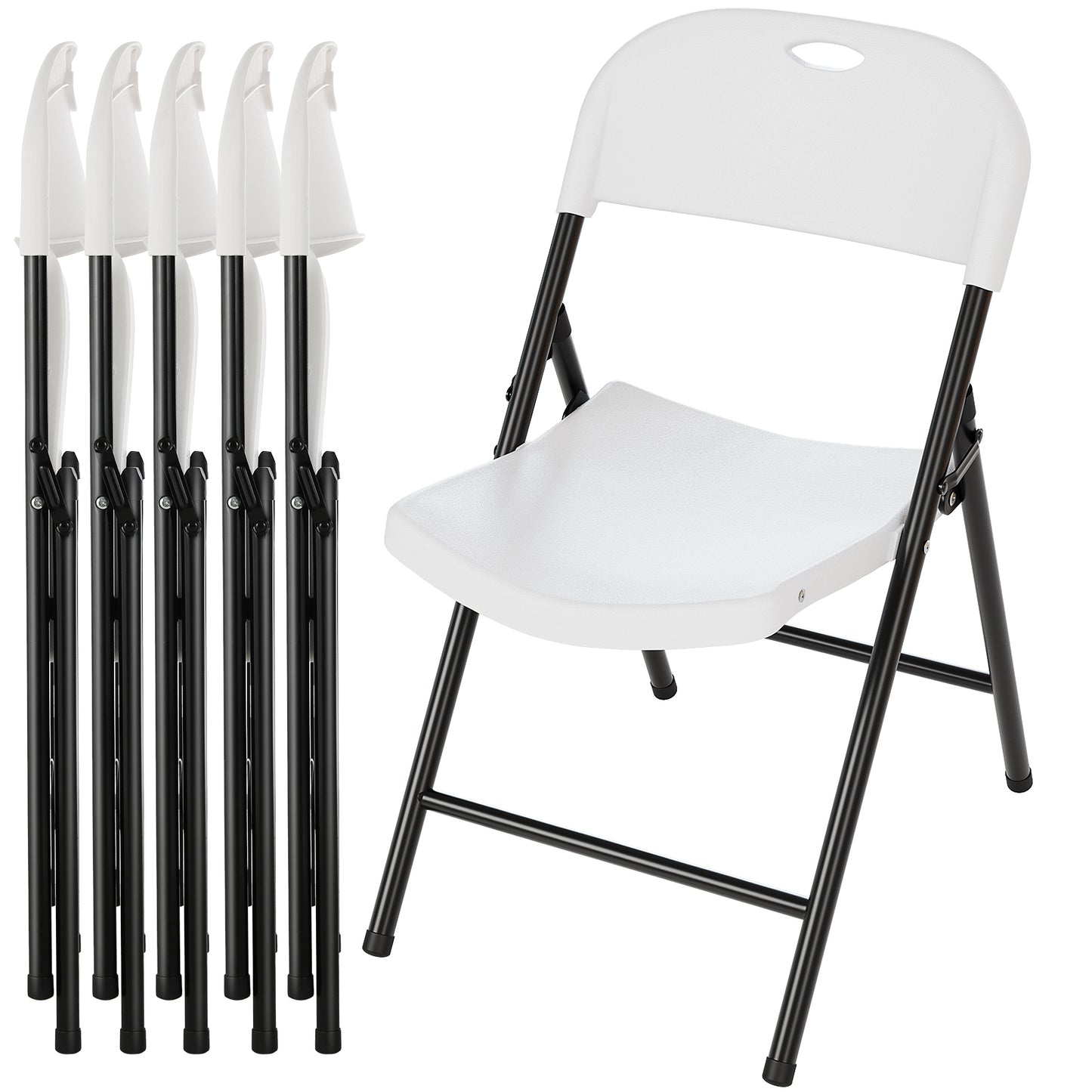Arlopu 4/6/8/10/12/16/20 Pack Commercial Plastic Folding Chairs Stackable Wedding Party Chairs Portable Chairs for Outdoor Indoor, 350 lbs Capacity