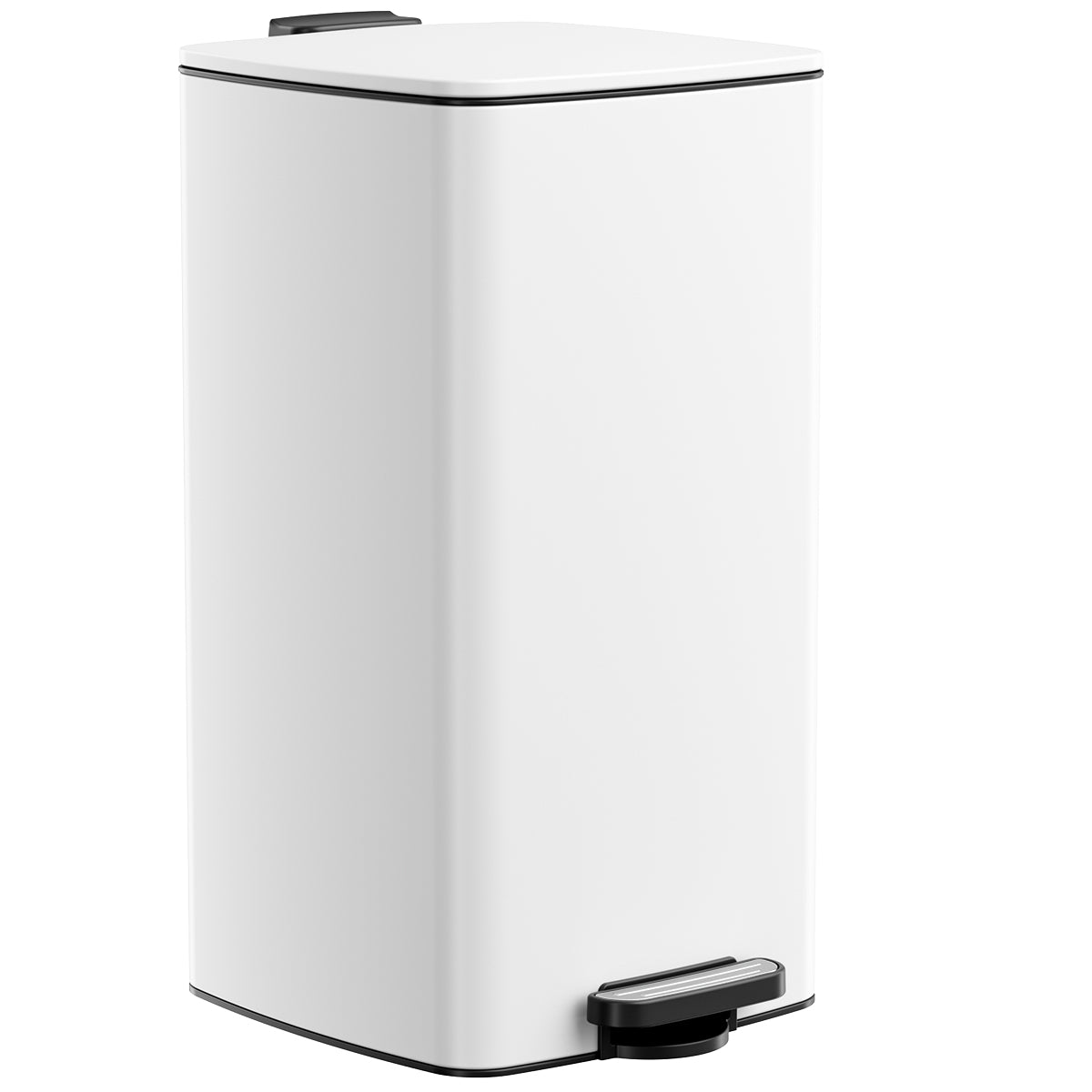 Arlopu Trash Can, 8 Gallon Stainless Steel Step Kitchen Garbage Can with Step Pedal and Soft-Close Lid, Silver