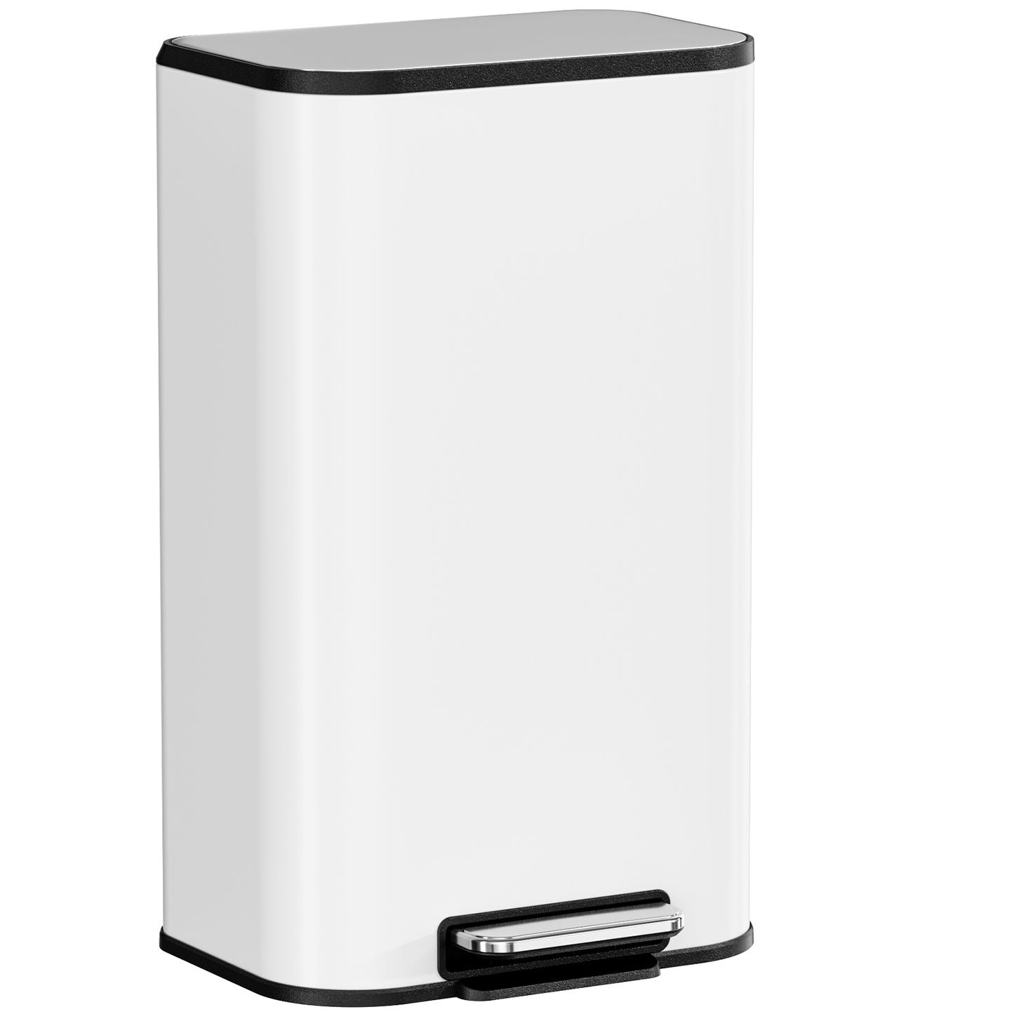 Arlopu 8 Gallon Stainless Steel Step Kitchen Trash Can with Lid, Square Garbage Can for Indoor, Silver