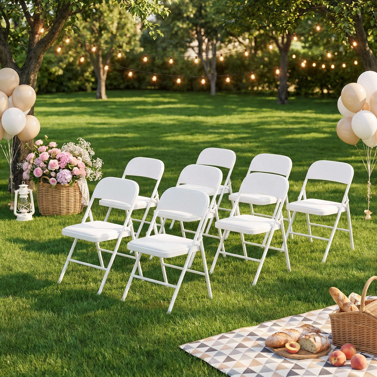 Arlopu 4/6/8/10/12 Pack Folding Chairs, Convenient Leather Padded Folding Chairs